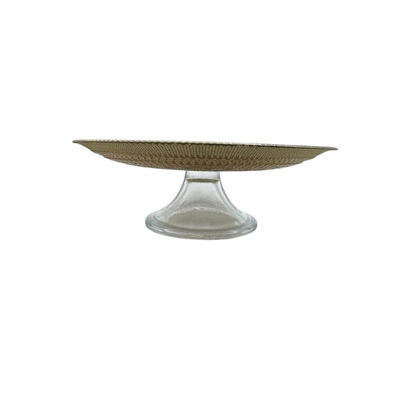 Turkish Mandala Glass Stand With  Red, Gold & Blue Pattern 12" Diameter Elevated - Picture 9 of 9